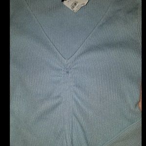 Material Girl Blue Long Sleeve Crop Top